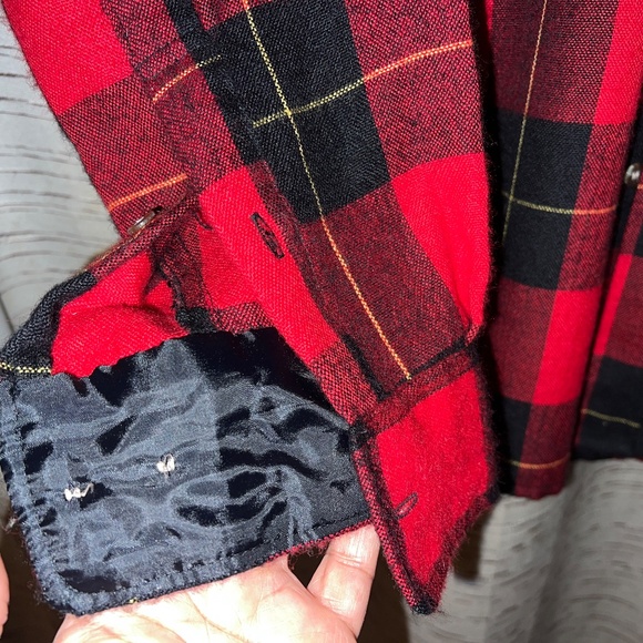 Vintage Chest 52" Red Black Plaid Shirt Wool + Acrylic XL XXL - Picture 5 of 16